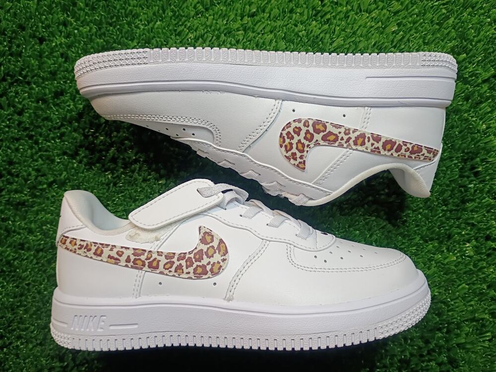 Nike Air Force 1 Low CH Kids Sneakers - White & Cheetah 2y